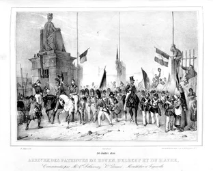 Llegada de los patriotas de Rouen, Elbeut y Le Havre, París, 30 de julio de 1830