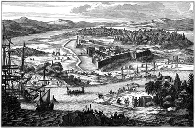 Arx Carolina, el antiguo asentamiento fortificado en Charleston, Carolina del Sur, c1673