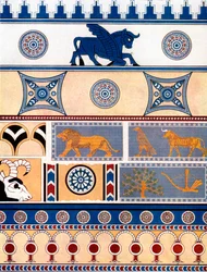Diseño de ladrillo y azulejo asirio, 1933-1934