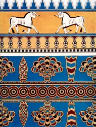 Diseño de ladrillo y azulejo asirio, 1933-1934