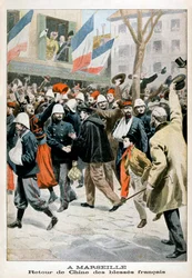 En Marsella, el regreso de los soldados franceses heridos de China, 1901