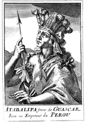 Atahualpa d1553, último emperador inca de Perú, 1686
