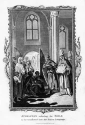 Athelstan ordenando traducir la Biblia al idioma sajón, 1796