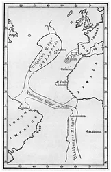 Atlántida: un mapa que muestra la ubicación del continente mítico, c. 1882