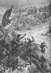Ataque de los zulúes a la escolta del Octogésimo Regimiento en el río Intombe