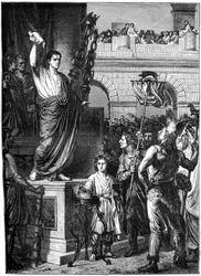 Augusto presenta la constitución, Lyon, Francia, 10 a.C.