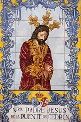 Panel de mosaico de azulejos en la Plaza de San Francisco, Málaga, España