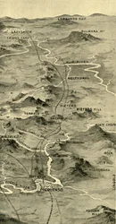 Mapa de globo ilustrando la Batalla de Pieters y el alivio de Ladysmith, 1900