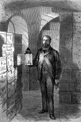 Almacén de billetes en las bóvedas del Banco de Inglaterra, c1870