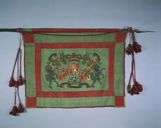 Estandarte con el escudo de armas real de Gran Bretaña, 1700s