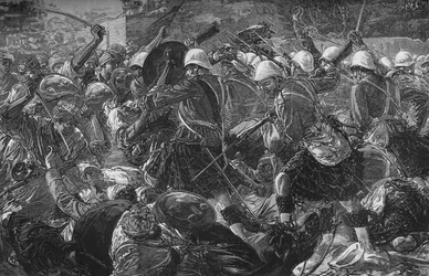 Batalla de Baba Wali: Los Highlanders Despejando un Pueblo