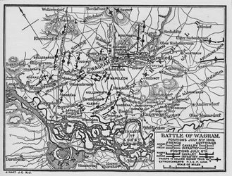 Batalla de Wagram, posiciones 5 de julio de 1809