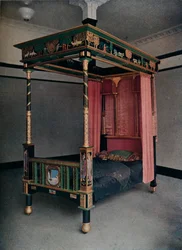 Cama decorada por Jessie Bayes, c1913