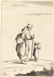Mendiga y niño