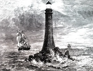 Faro de Bell Rock en una tormenta