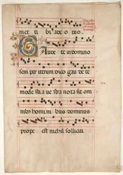 Bifolio con Inicial Foliada C, de un Gradual, segunda mitad del siglo XV