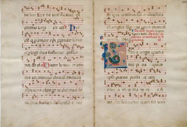 Bifolio con Inicial L, de un Antifonario