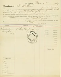 Conocimiento de embarque, barco de vapor M[ary] E. Forsyth, Sunnyside, Arkansas, 1 de noviembre de 1864