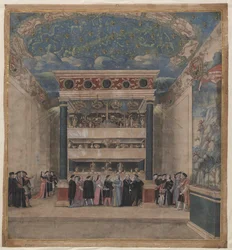 Palacio de Binche durante las celebraciones en agosto de 1549, 1549