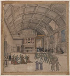 Palacio de Binche durante las celebraciones en agosto de 1549, 1549