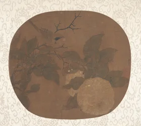 Pájaro en una rama de camelia, ca. 1000