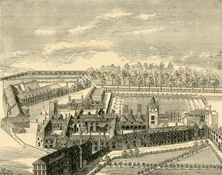 Vista aérea de la antigua Charterhouse, c. 1872