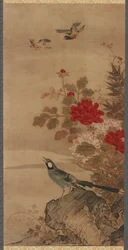 Aves y flores, período Edo, siglo XVIII