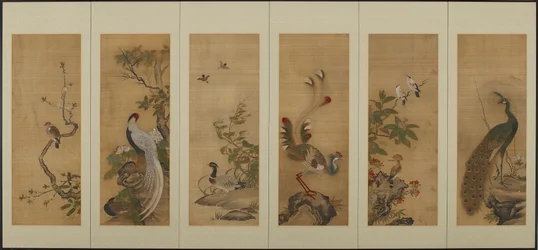 Aves y flores, período Edo, siglo XVIII