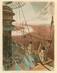 Vista de pájaro desde la escalera y la parte superior del Pabellón, el Coliseo, Roma