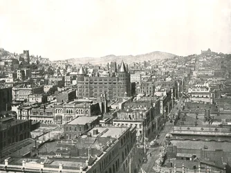 Vista aérea desde la torre del edificio Chronicle, San Francisco, EE.UU., 1895