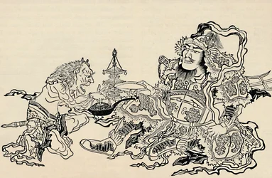 Bishamon y el demonio ministrante, 1886