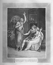 El obispo Laurentius mostrando su cuerpo cerado al rey Edbald, 1838