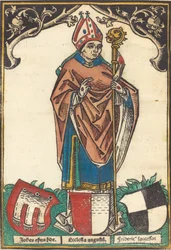 Obispo de Augsburgo con Tres Escudos de Armas