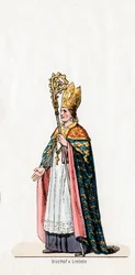 Obispo de Lincoln, diseño de vestuario para la obra de Shakespeare, Enrique VIII, siglo XIX
