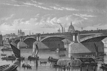 Puente de Blackfriars desde el lado de Surrey, Londres, c. 1875-1878
