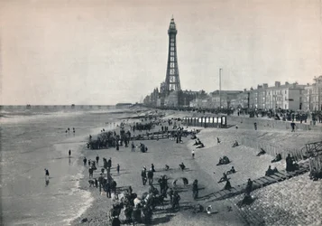 Blackpool - Vista del frente, mostrando la torre, 1895