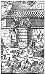 Horno de fundición para fundir mineral de hierro, 1556