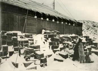 Bloques de hielo... para determinar la tasa de evaporación, 1908, 1909