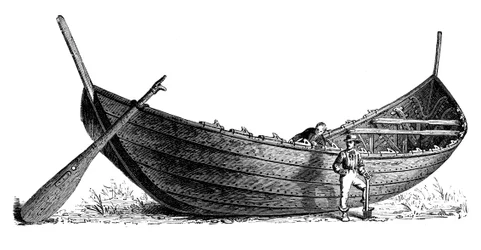 Barco para catorce pares de remos, encontrado en Nydam, Jutlandia, 1892