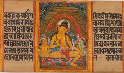 Bodhisattva Maitreya, hoja de... Manuscrito de la Perfección de la Sabiduría, principios del siglo XII