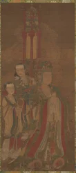 Bodhisattva y asistentes, siglo XIV