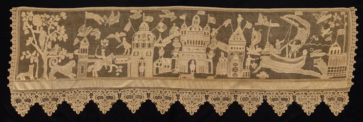 Borde con escena de batalla, siglo XVIII