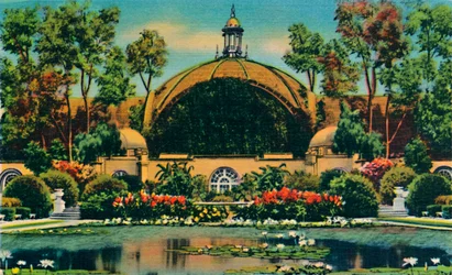 Edificio Botánico y Laguna. San Diego, California, c1941