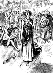 Boudicca Boadicea, reina británica de los icenos del siglo I, arengando a sus tropas, c1900
