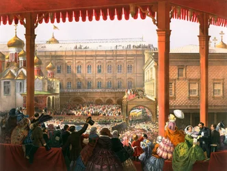 Saludo al pueblo, Coronación del Zar Alejandro II de Rusia, Moscú