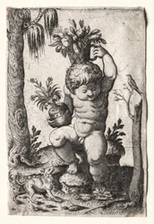 Niño con cesta de frutas, siglos XVI o XVII