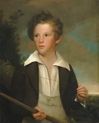 Niño con una caña de pescar