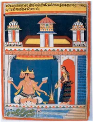 Brahma recibiendo una ofrenda, después del siglo XVIII