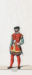 Brandon, diseño de vestuario para la obra de Shakespeare, Enrique VIII, siglo XIX