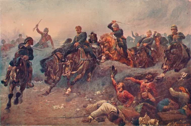 Artillería británica entrando en las líneas enemigas en Tel-el-Kebir, Egipto, 1882, 1883 1906